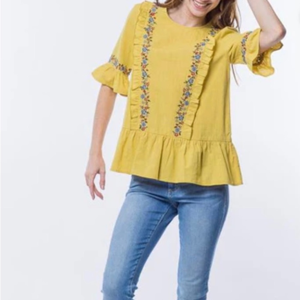 Orange creek Princess Seam Embroidered Top blouse